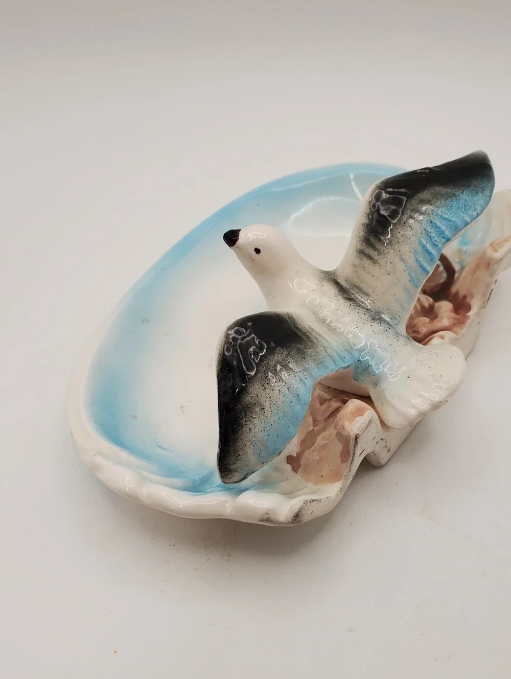 Vintage Ceramic Seagull Shell Trinket Dish Ashtray Mid-Century Japan CoastalBrin